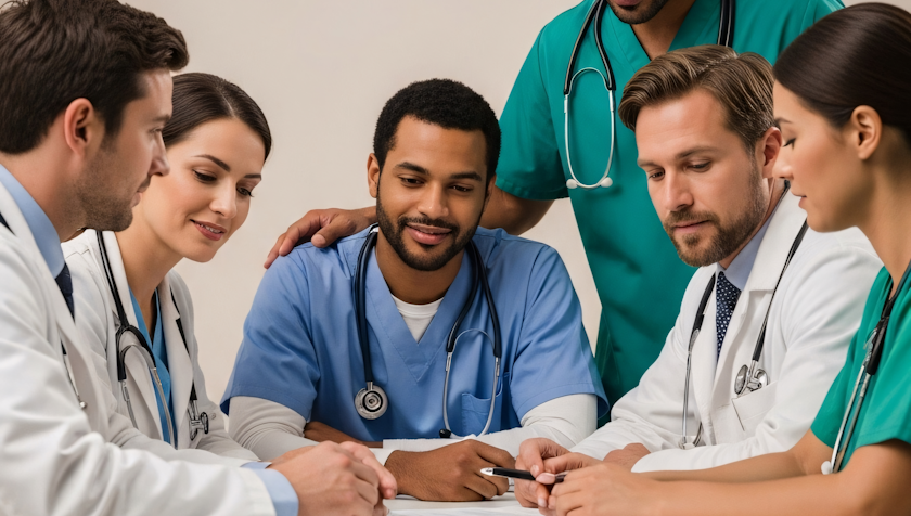 Doctors reviewing a patient case together