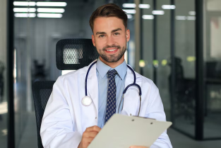 Two clinicians reviewing patient data together